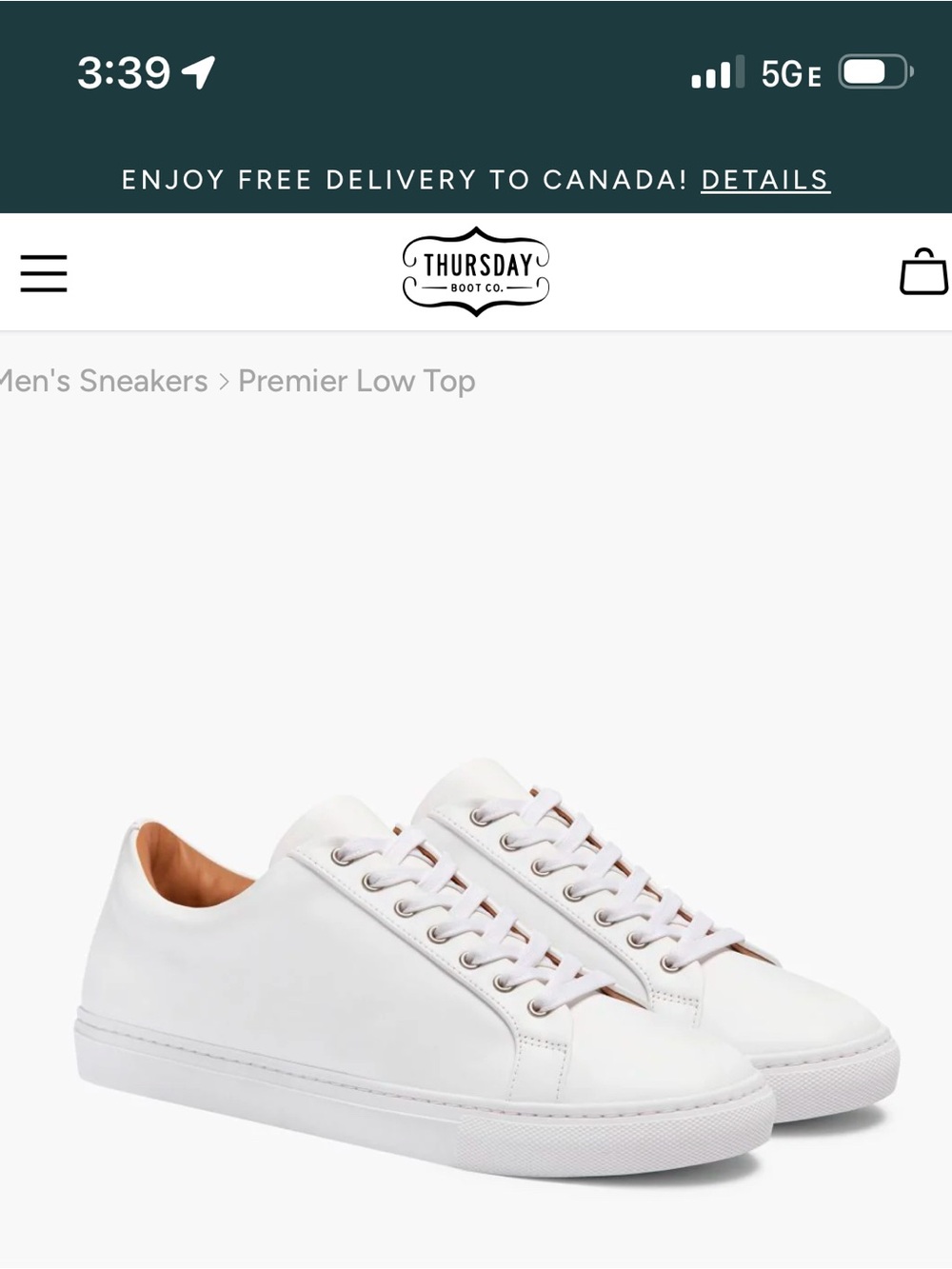 THURSDAY Boot Co Men's Everyday white leather sneakers 10 HAND MADE IN PORTUGAL - Picture 4 of 11